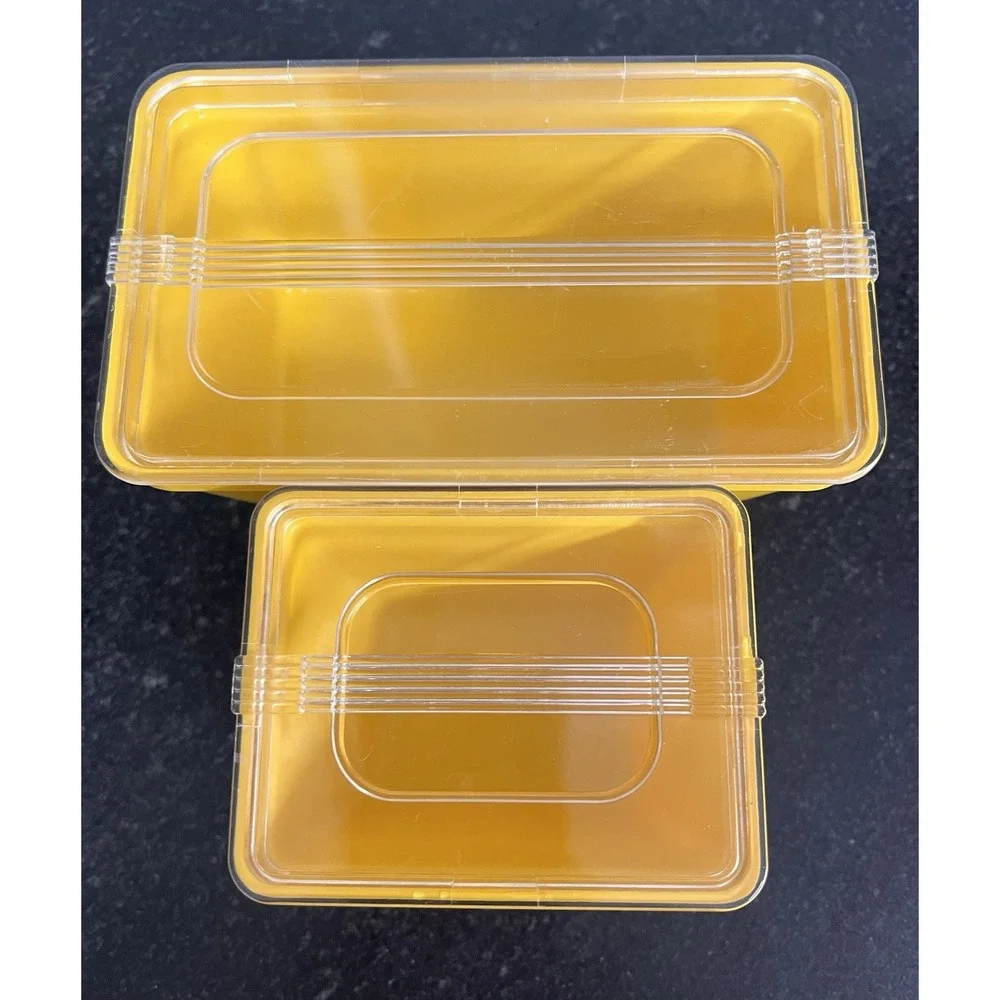 Vintage Stanley Home Products Yellow Food Storage Containers w/ Lids‎ – Set of 2 - Picture 2 of 5